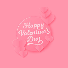 Paper art of pink hearts template on pink background with copy space with Happy Valentine's Day , vector art and illustration. - Vector