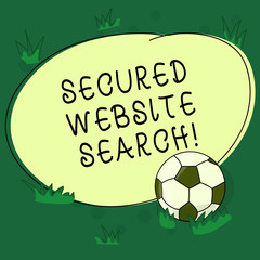 Text sign showing Secured Website Search. Conceptual photo browser and website communications are encrypted Soccer Ball on the Grass and Blank Outlined Round Color Shape photo