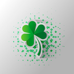 Four leaf clover isolated on white, vector illustration for St. Patrick s day