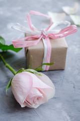 Pink pastel rose with gift box