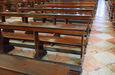 empty church benches or pews without the faithful symptom of a p