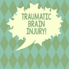 Handwriting text writing Traumatic Brain Injury. Concept meaning Insult to the brain from an external mechanical force Blank Oval Color Speech Bubble with Stars as Outline photo Text Space