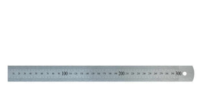 Iron Ruler on White Isolated. Copy Space for Text or Image, Idea Concept for Show length of Item, Unit is Centimeters. 3D Illustration