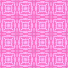 Seamless square pattern from geometrical abstract ornaments on a pink background. Vector illustration. Suitable for fabric, wallpaper and wrapping paper