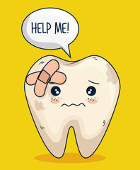 tooth with aid care and hygiene treatment