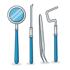 set dentist medicine equipment to oral hygiene