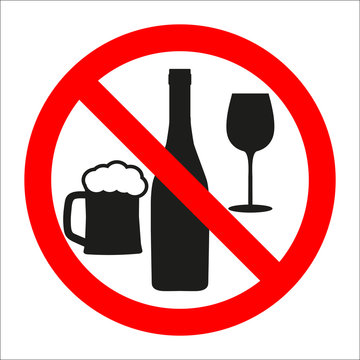 prohibition sign in a red crossed out circle no alcohol