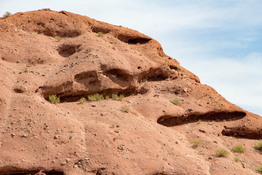 Holes in a boulder in Papago Park