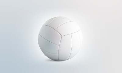 Blank white volleyball ball mock up, isolated, front view, 3d rendering. Empty volley-ball round mockup. Clear professional bal for leisure on beach or school exercise template.