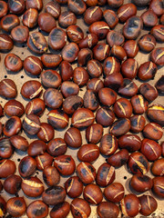 Background of roasted chestnuts