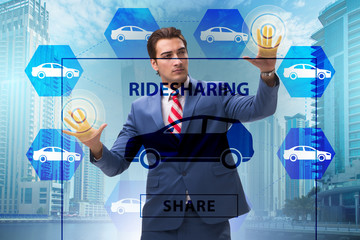 Businessman in carpooling and carsharing concept