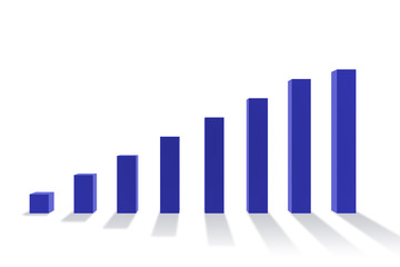 Bar chart showing growth - 3d rendering