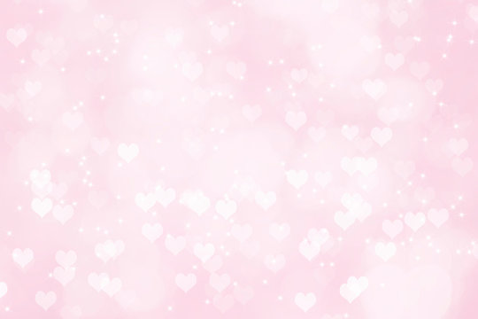 Heart shape bokeh Valentine day background, women's day love gradient