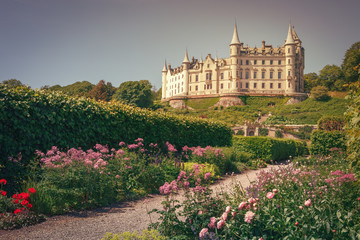 The beautiful Dunrobin castle, northern Highlands in Golspie, east coast of Scotland
