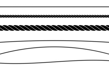 Rope String Flat Single Color Vector Illustration Set