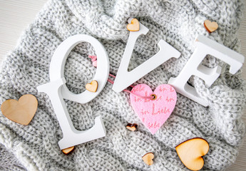 Hearts and background and letters love