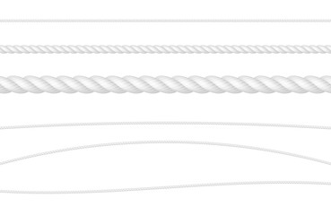Rope String White Realistic Vector Illustration Set