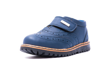 Blue baby shoes isolated on white background