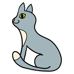 Cartoon  doodle cat isolated on white background. Vector illustration. 