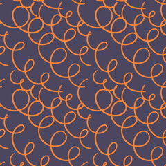 Abstract hand drawn doodle thin line wavy seamless pattern. Curly linear messy background. Vector illustration. 