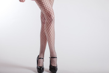 Woman legs. Heels close up