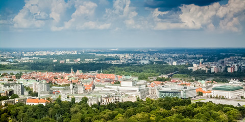Obraz premium Panoramic view of Warsaw from above