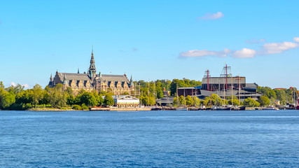 Museum island of Stockholm (Djurgarden) with Nordiska, Vasa and Junibacken museums, Sweden