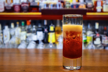 Brain tumor cocktail in shot glass