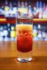Brain tumor cocktail in shot glass
