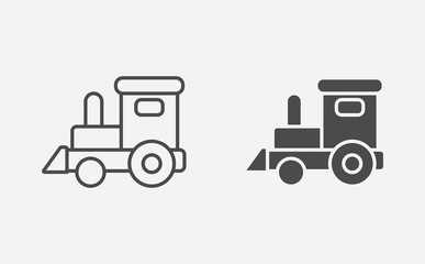 Toy train filled and outline vector icon sign symbol