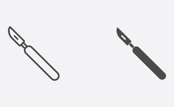 Scalpel filled and outline vector icon sign symbol