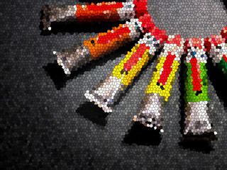 many multicolored tubes with watercolors Rainbow colour