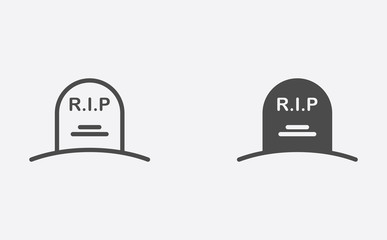 Tombstone filled and outline vector icon sign symbol