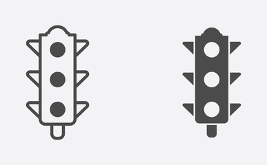 Traffic light filled and outline vector icon sign symbol