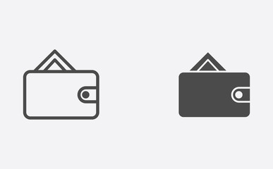 Wallet filled and outline vector icon sign symbol