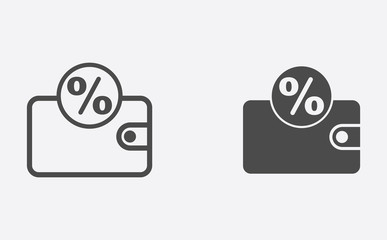 Wallet filled and outline vector icon sign symbol