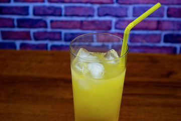Screwdriver cocktail (vodka and orange juice) in highball glass