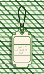 saint patricks day tag hanging with green background