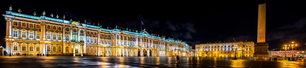 Winter Palace in St. Petersburg at night  view from Palace square