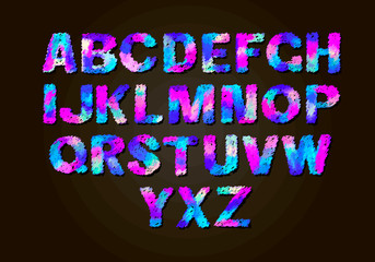 Set of colorful letters. Color vector latin alphabet. Rainbow font color. Color paper applique ABC, negative alphabet poster template Typography Design.