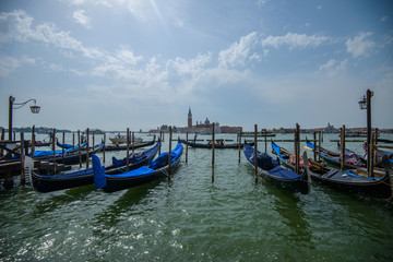 Fototapeta na wymiar Gondolas at the Piazza San Marco, Venice, Italy