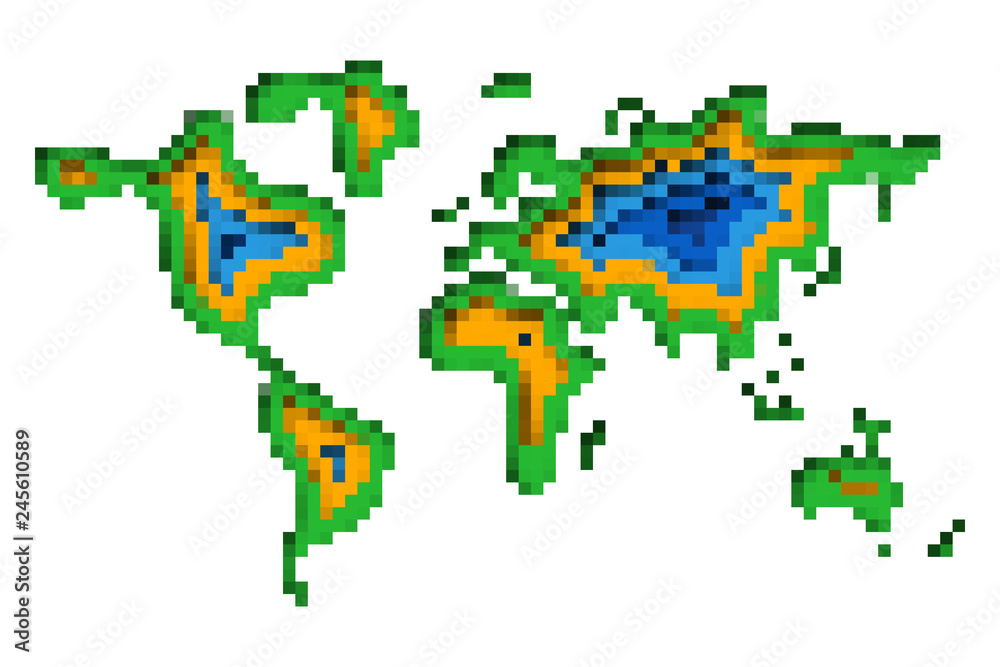 Canvas Prints pixel art design of world map. vector illustration.