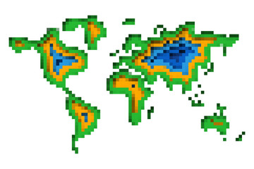 Pixel art design of World Map. Vector illustration.