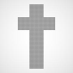 Pixel art design of Christian Cross. Vector illustration.