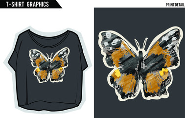 Butterfly print on t-shirt ,in vector.