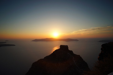 Panoramic view of the Caldera in Santorini