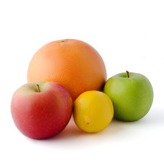 ripe apples, lemon and grapefruit