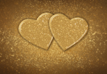 Hearts on gold backround