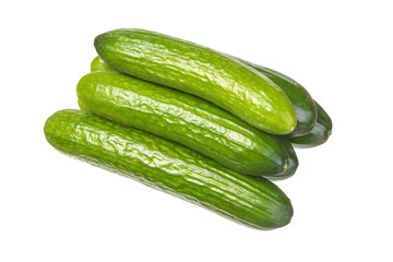 Six bright green cucumbers
