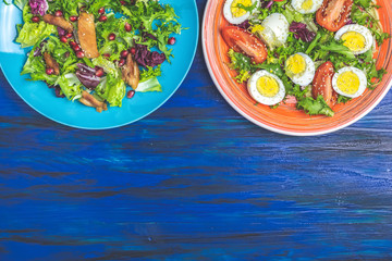 Concept of healthy delicious salads